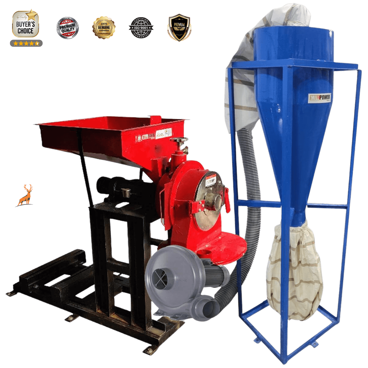15 hp atta chakki - side view -  reindeer machinery