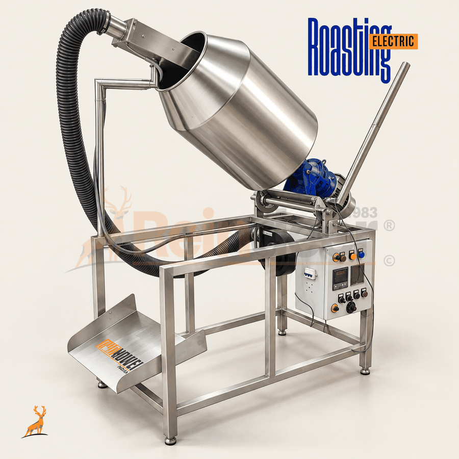 इलेक्ट्रिक रोस्टर मशीन - मशीन साइड व्ह्यू - रेनडिअर मशिनरी