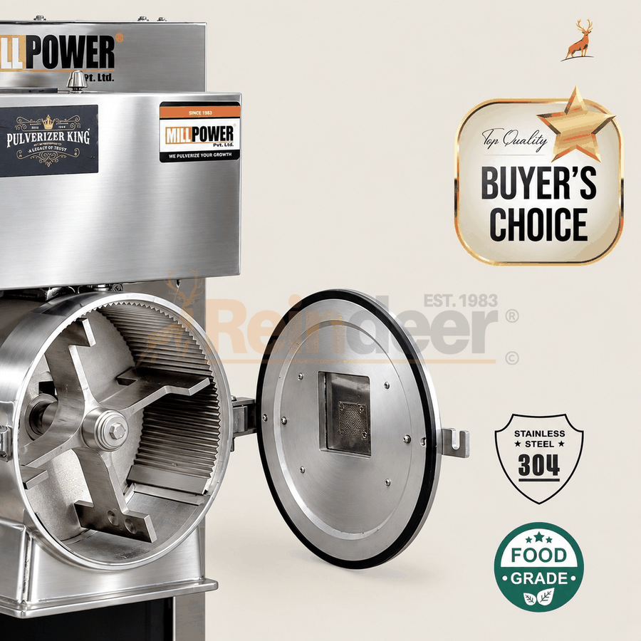 mini flour mill for small business - chamber close-up view - reindeer machinery